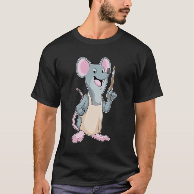 Mus som målarfärg med målarpensel t shirt (Framsida)