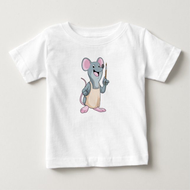 Mus som målarfärg med målarpensel t shirt (Framsida)