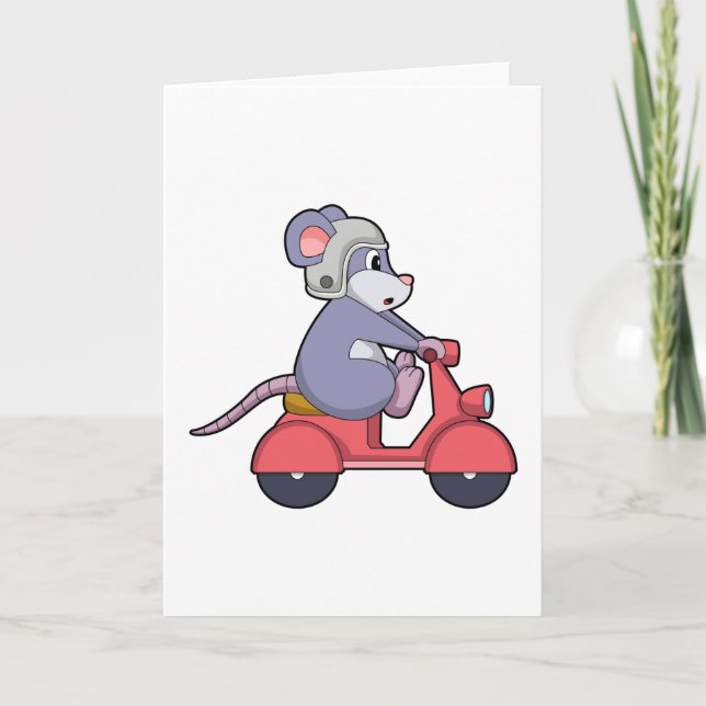 Mus som motorcyklist med skoter.PNG Kort (Framsida)