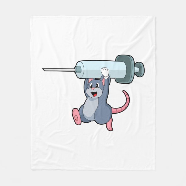 Mus som sjuksköterska med Syringe.PNG Fleecefilt (Framsidan)