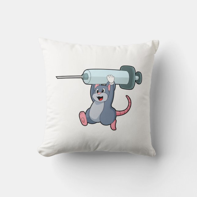 Mus som sjuksköterska med Syringe.PNG Kudde (Framsida)