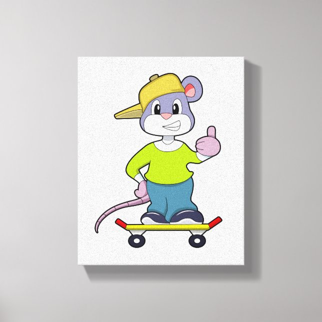 Mus som skateboardåkare med skateboard canvastryck (Framsida)