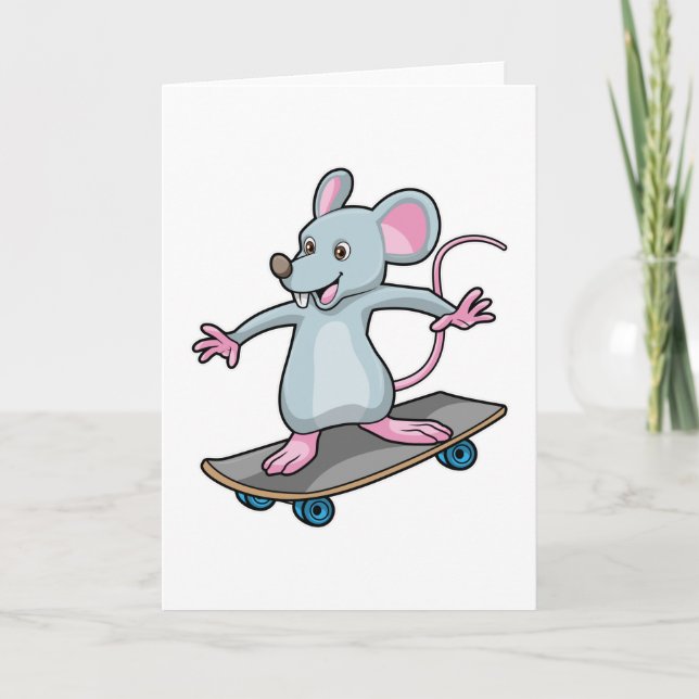 Mus som skater med skateboard kort (Framsida)