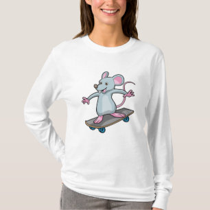 Mus som Skater med Skateboard T Shirt