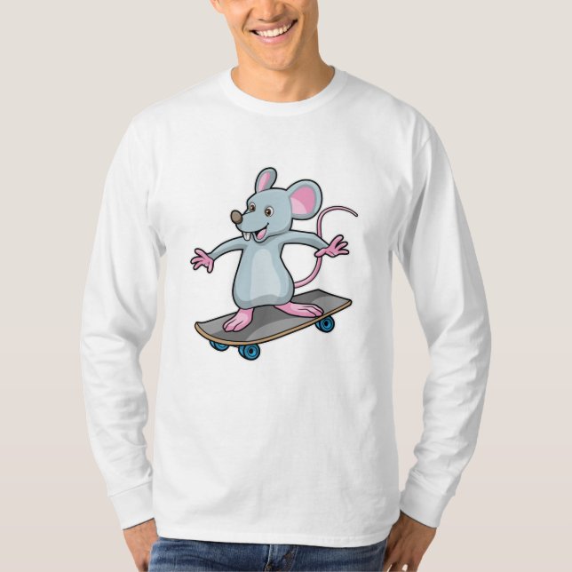 Mus som Skater med Skateboard T Shirt (Framsida)