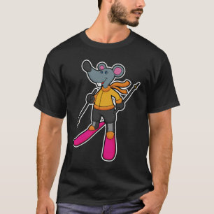 Mus som skidåkare med skidor t shirt