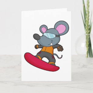 Mus som snowboardåkare med snowboard kort