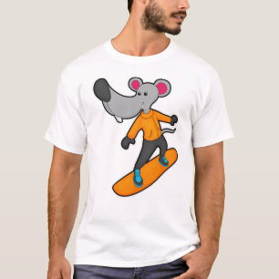 Mus som Snowboarder med snurrbord T Shirt