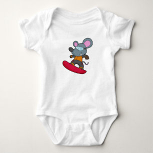 Mus som Snowboarder med snurrbord T Shirt