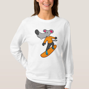 Mus som Snowboarder med snurrbord T Shirt