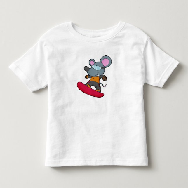 Mus som Snowboarder med snurrbord T Shirt (Framsida)