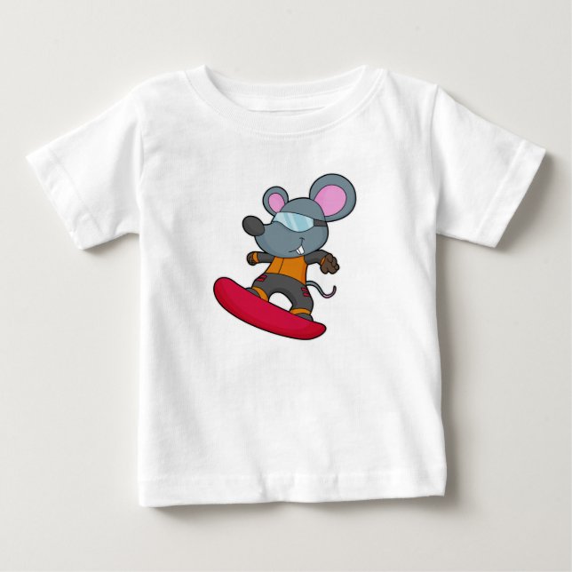Mus som Snowboarder med snurrbord T Shirt (Framsida)