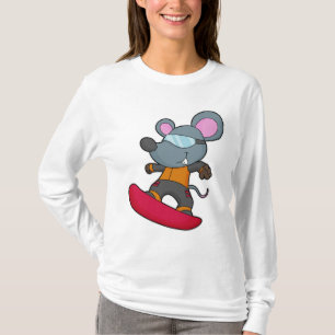Mus som Snowboarder med snurrbord T Shirt