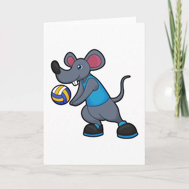 Mus som volleybollspelare med volleyboll kort (Framsida)