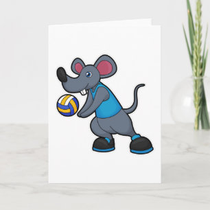 Mus som volleybollspelare med volleyboll kort