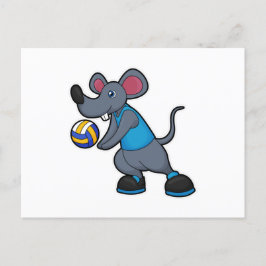 Mus som volleybollspelare med volleyboll vykort