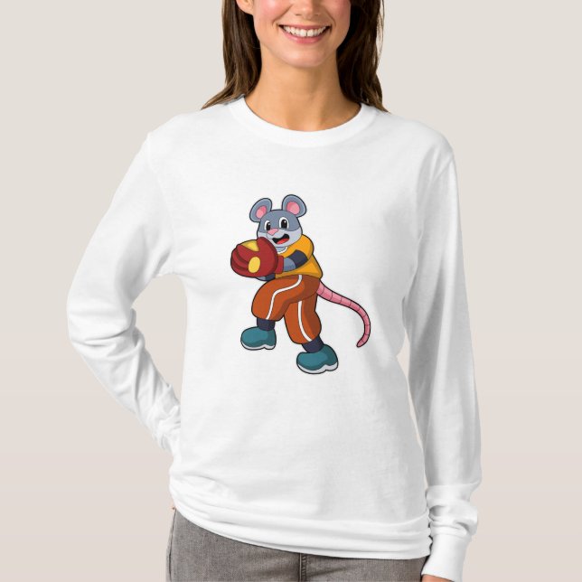 Mus vid Baseball med baskiska handskar T Shirt (Framsida)