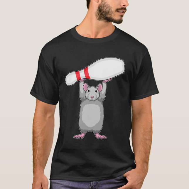 Mus vid bowling med kägla t shirt (Framsida)