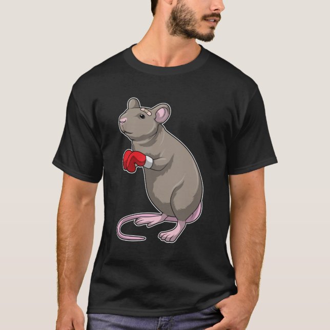 Mus vid Boxing med Boxing-handskar T Shirt (Framsida)