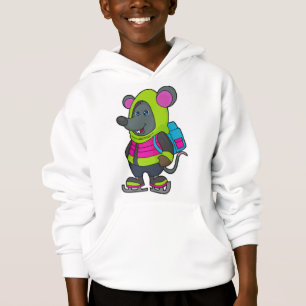 Mus vid Ice-skridskor och ryggsäck.pn T Shirt