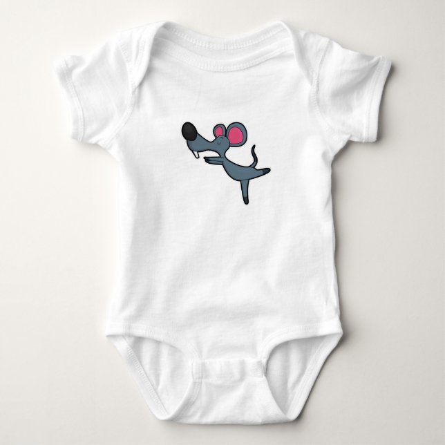 Mus vid Yoga Stretching-övning T Shirt (Framsida)