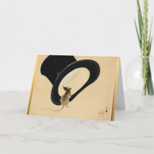 Musa Top hat kinesiska nyåret Råtta Zodiac Birth D Helgkort