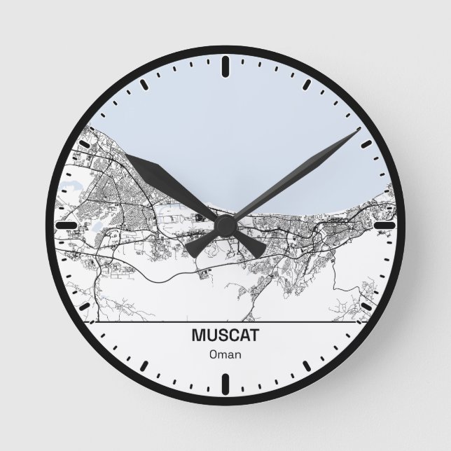 Muscat Clock City Line Art Rund Klocka (Framsida)