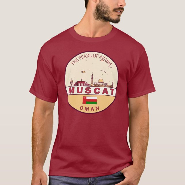 Muscat Oman City Skyline Emblem T Shirt (Framsida)