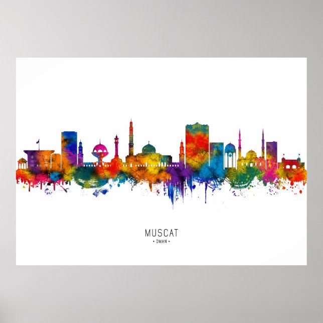 Muscat Oman Skyline Poster (Framsidan)
