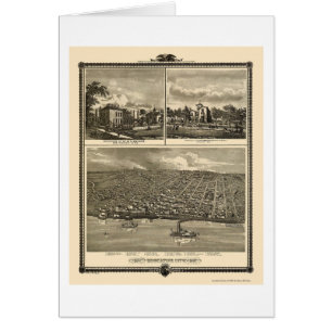 Muscatine stad, panorama- karta för IA - 1875 Hälsningskort