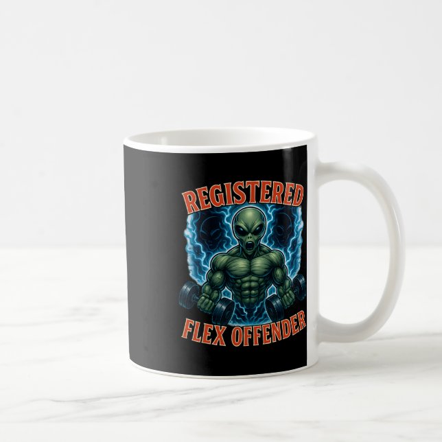 Muscle Alien Registered Flex Offender Funny Gym Me Kaffemugg (Höger)