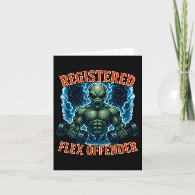 Muscle Alien Registered Flex Offender Funny Gym Me Kort (Framsida)