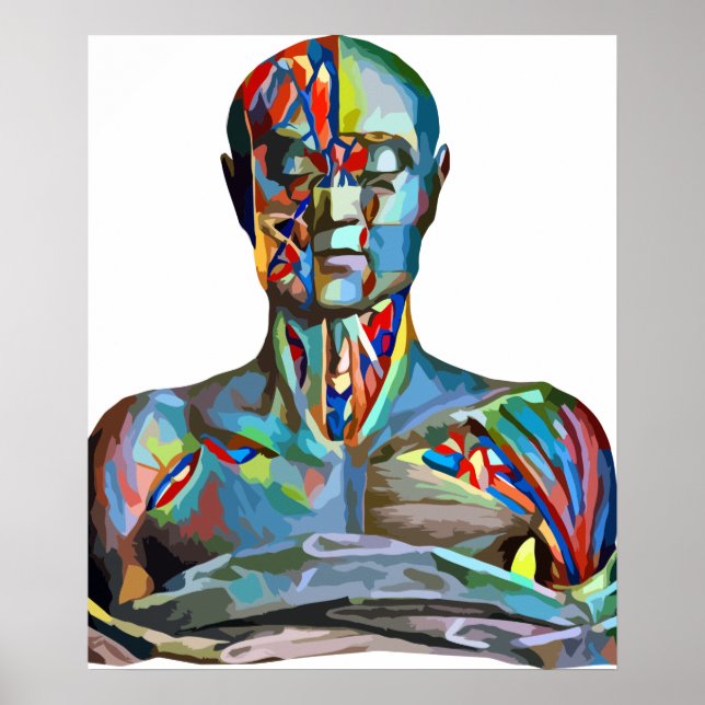 Muscle Anatomy Man Color Abstrakt Art Poster (Framsidan)