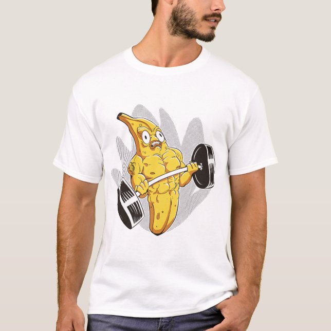 Muscle Banana – Funny Cartoon Bodybuilder Banana T Shirt (Framsida)