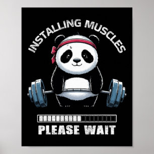 Muscle Byggnad Fitness Panda Weight Lyft Barbe Poster