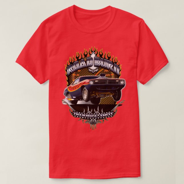 Muscle Car Barracuda Road Burn T Shirt (Design framsida)