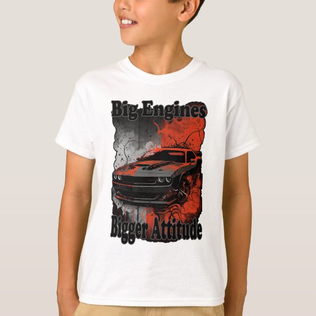 Muscle Car Big Engines Bigger Attitude T Shirt (Framsida)