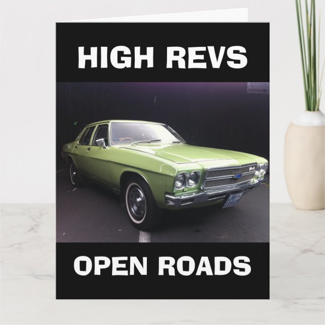 MUSCLE CAR BIRTHDAY GREETING CARD KORT (Framsida)