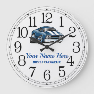 Muscle Car Garage Large Clock att anpassa Stor Klocka