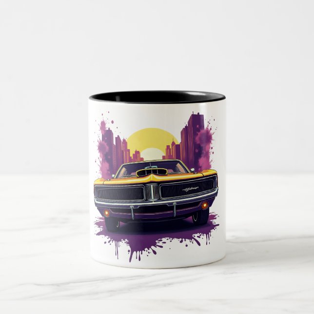 Muscle Car Graffiti Mug Två-Tonad Mugg (Center)