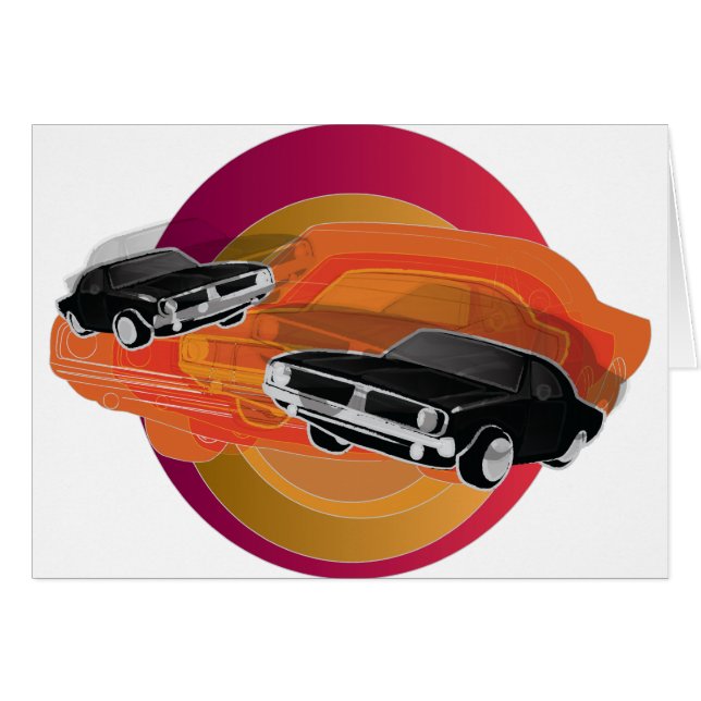 Muscle Car Hälsningskort (Framsidan Horizontal)