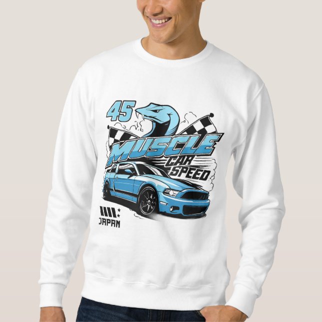 Muscle Car Speed Hoodie Racing Power&Street Style Lång Ärmad Tröja (Framsida)