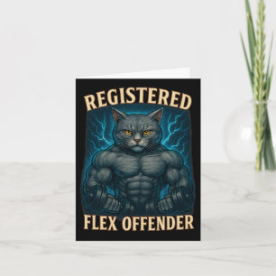 Muscle Cat Registered Flex Offender Funny Gym Meme Kort