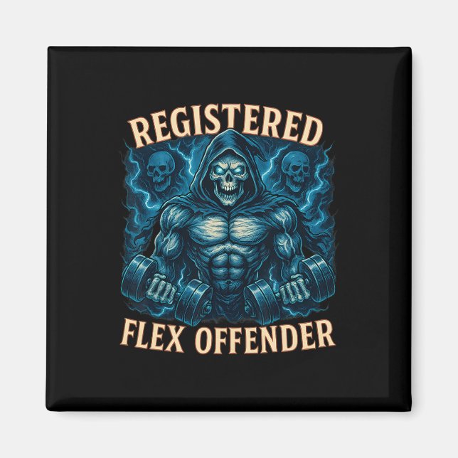 Muscle Grim Reaper Registered Flex Offender Lung Magnet (Framsidan)