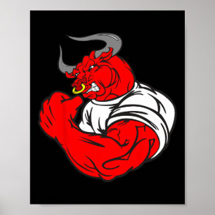 Muscle Gym Bull DeadlyftHumor Weightlift W Poster