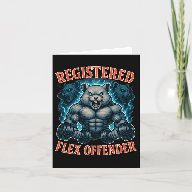 Muscle Hamster Registered Flex Offender Funny Gym Kort (Framsida)