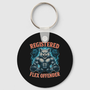 Muscle Hamster Registered Flex Offender Funny Gym Nyckelring