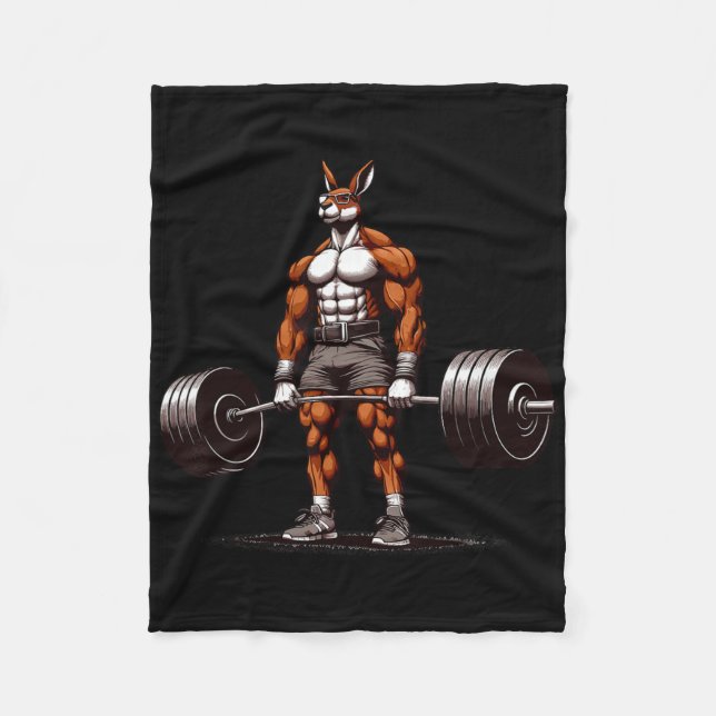 Muscle Kangaroo Deadlift Funny Gym Weightlife tin Fleecefilt (Framsidan)