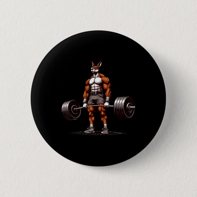 Muscle Kangaroo Deadlift Funny Gym Weightlife tin Knapp (Framsida)