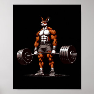 Muscle Kangaroo Deadlift Funny Gym Weightlife tin Poster